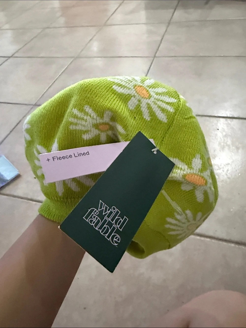 wild fable Lime Daisy Knit Beret one size @@@